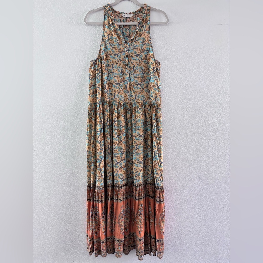 Spell & The Gypsy Collective Delirium Maxi Dress Gold Boho Floral XS Extra Small - Picture 2 of 15